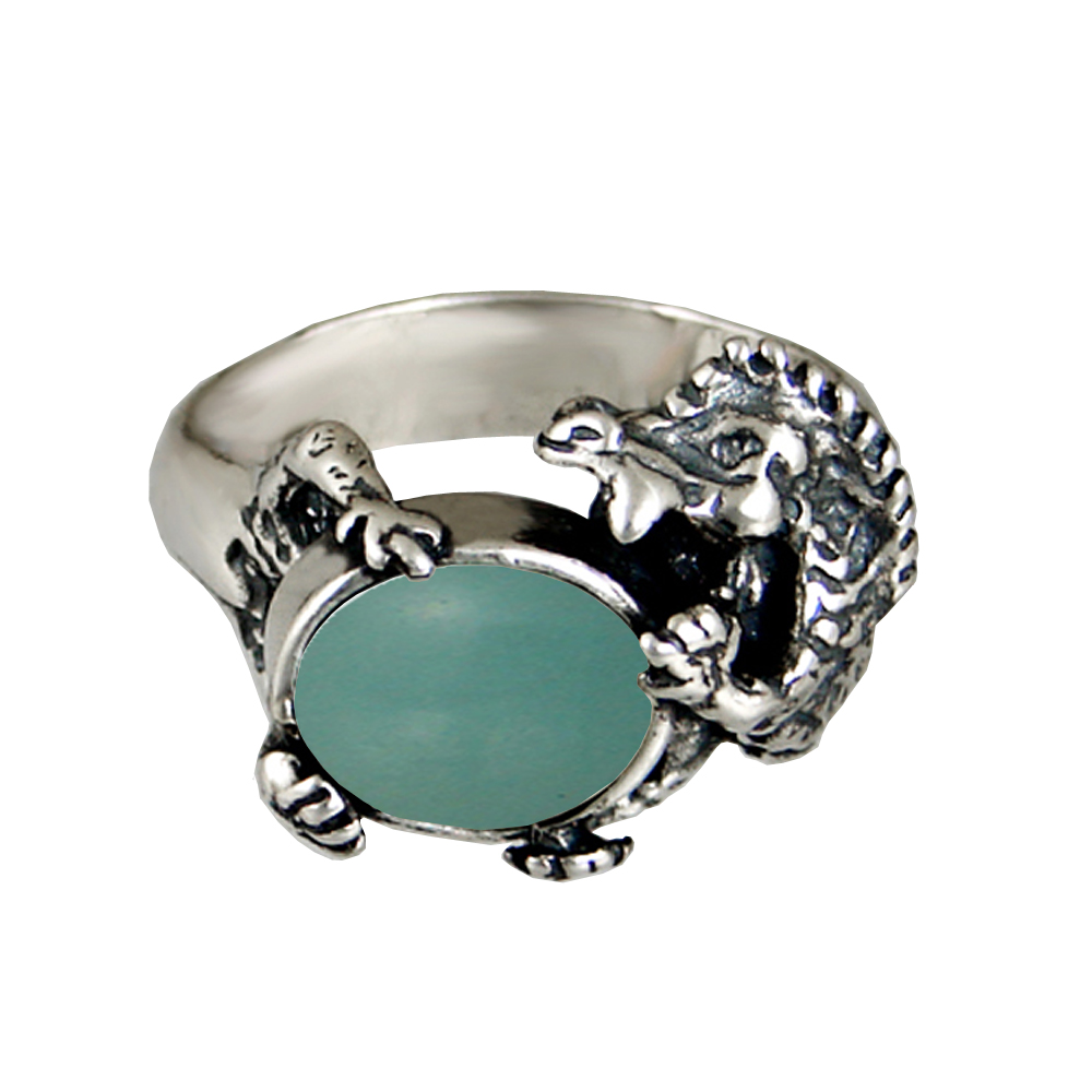 Sterling Silver Dragon Ring With Aventurine Size 7